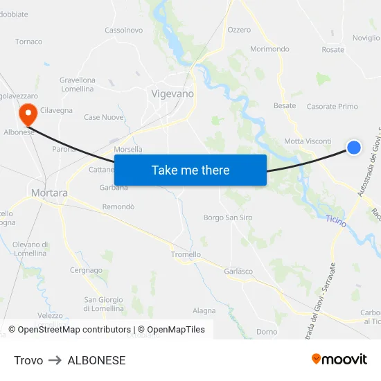 Trovo to ALBONESE map