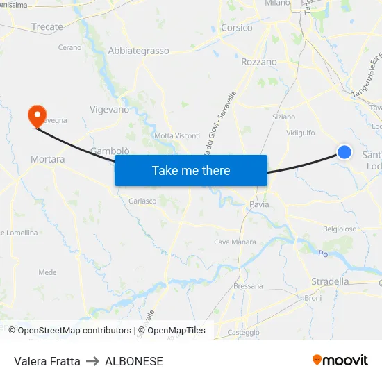 Valera Fratta to ALBONESE map