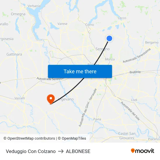 Veduggio Con Colzano to ALBONESE map