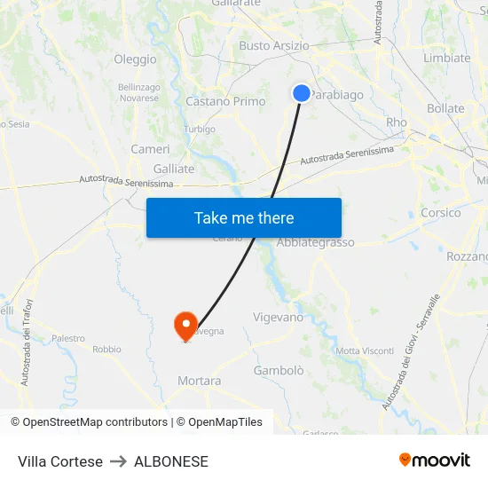 Villa Cortese to ALBONESE map