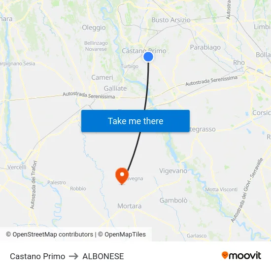 Castano Primo to ALBONESE map
