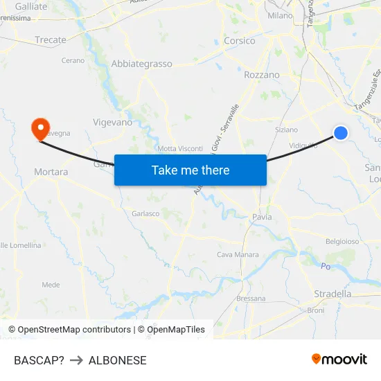 Bascap to Albonese map