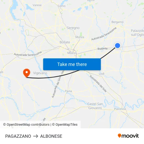 PAGAZZANO to ALBONESE map