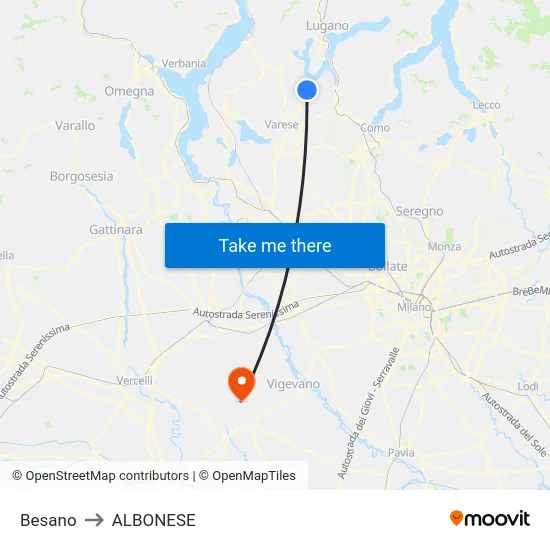 Besano to Albonese map