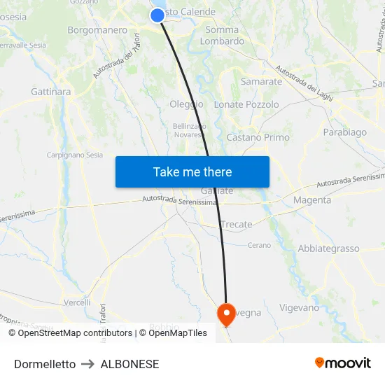 Dormelletto to Albonese map