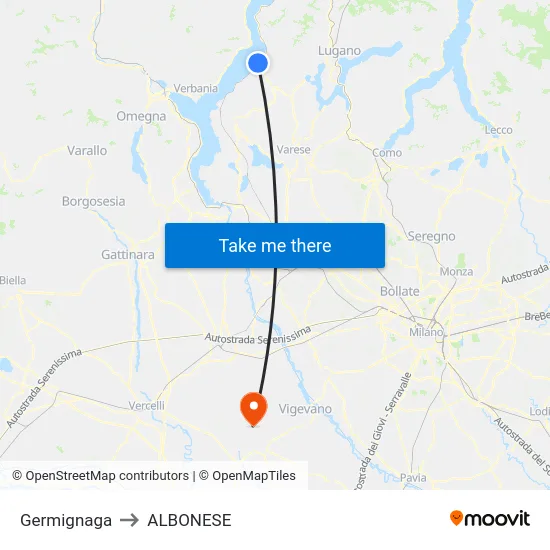 Germignaga to Albonese map
