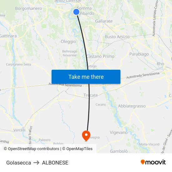 Golasecca to Albonese map