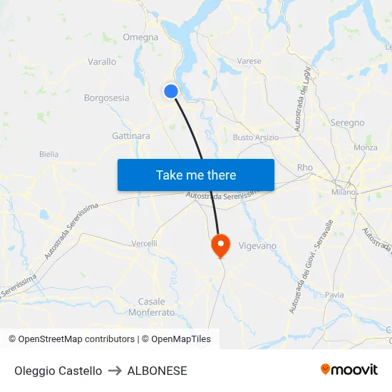 Oleggio Castello to Albonese map