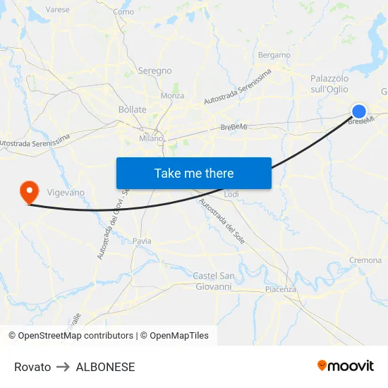 Rovato to ALBONESE map