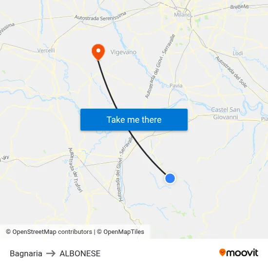 Bagnaria to Albonese map