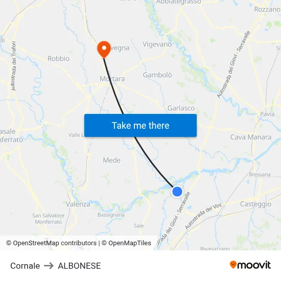 Cornale to Albonese map