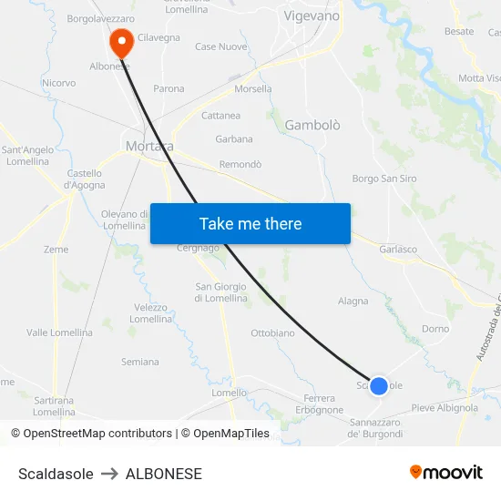 Scaldasole to Albonese map