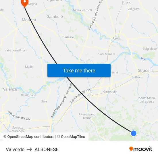 Valverde to Albonese map