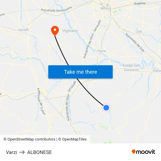 Varzi to ALBONESE map