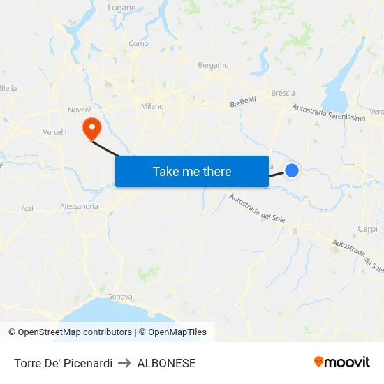 Torre De' Picenardi to Albonese map