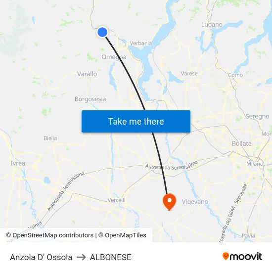 Anzola D' Ossola to ALBONESE map