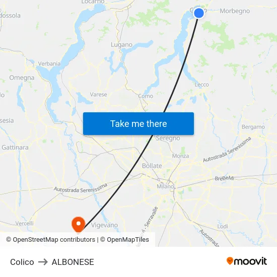 Colico to Albonese map