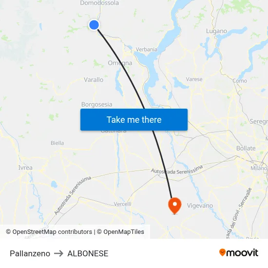 Pallanzeno to ALBONESE map