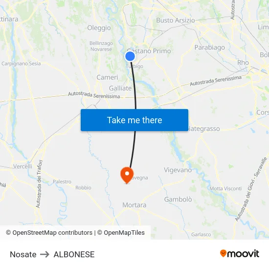 Nosate to ALBONESE map