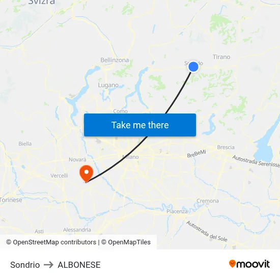 Sondrio to ALBONESE map