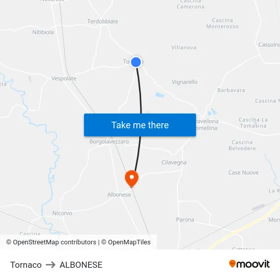 Tornaco to ALBONESE map