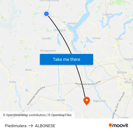 Piedimulera to ALBONESE map