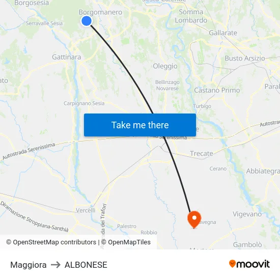 Maggiora to Albonese map