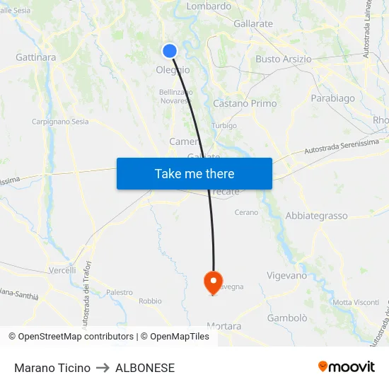 Marano Ticino to Albonese map