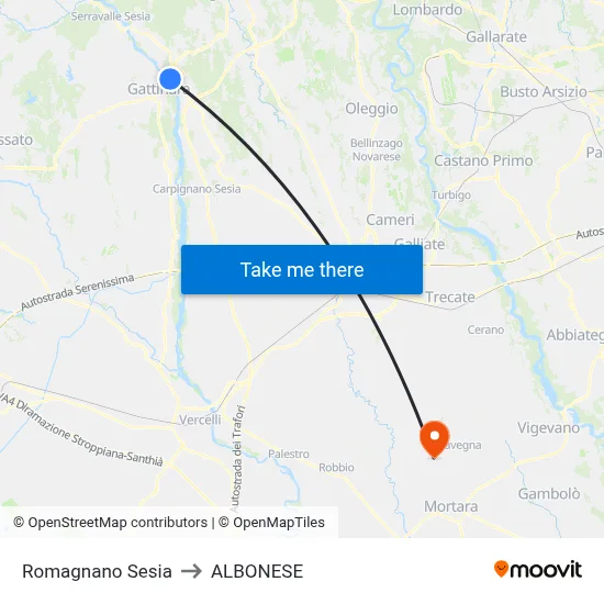 Romagnano Sesia to ALBONESE map