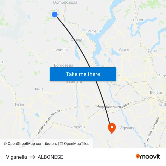 Viganella to ALBONESE map