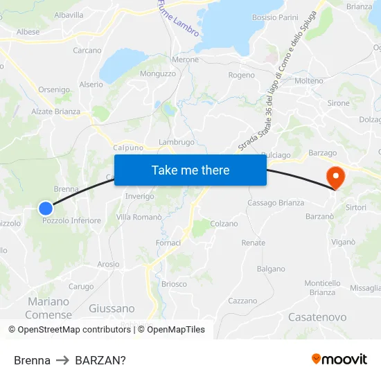 Brenna to Barzan map
