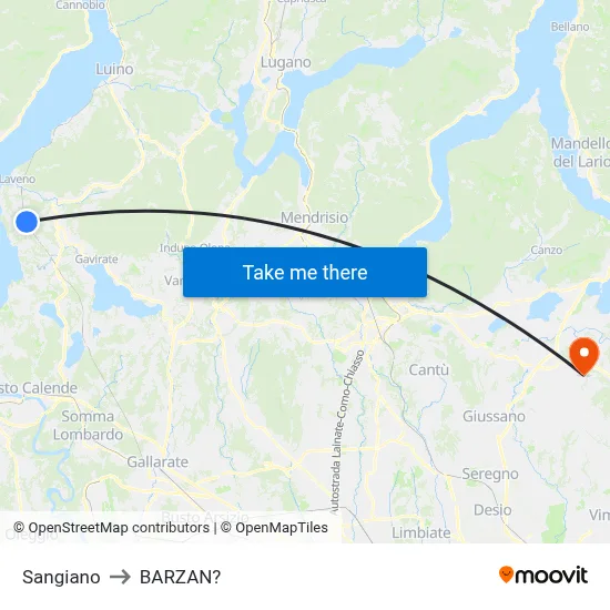 Sangiano to Barzan map