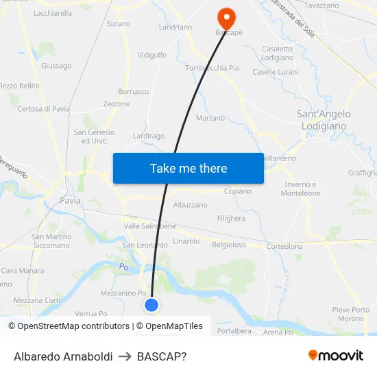 Albaredo Arnaboldi to Bascap map
