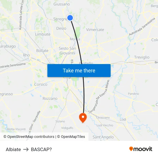 Albiate to Bascap map