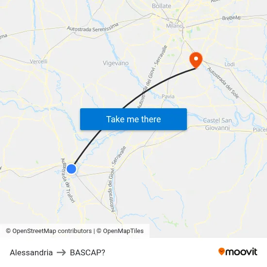Alessandria to Bascap map