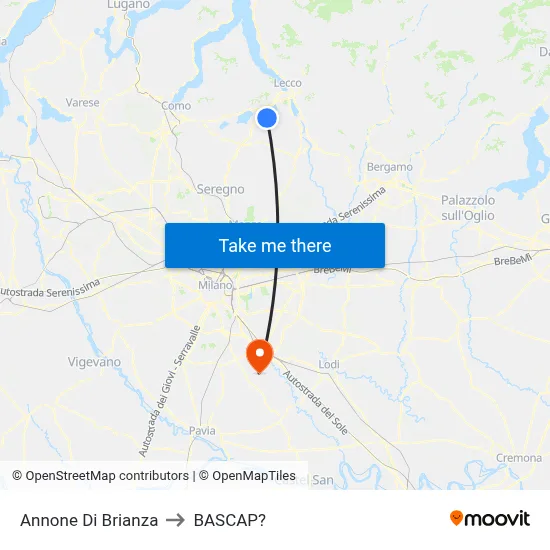 Annone di Brianza to Bascap map