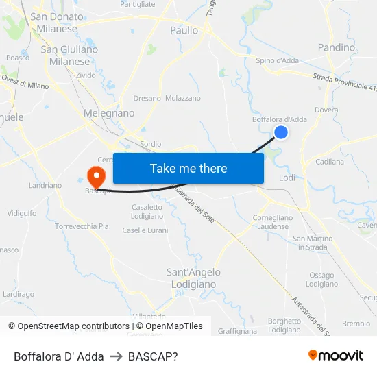 Boffalora D'Adda to Bascap map