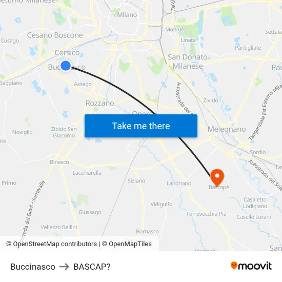 Buccinasco to Bascap map