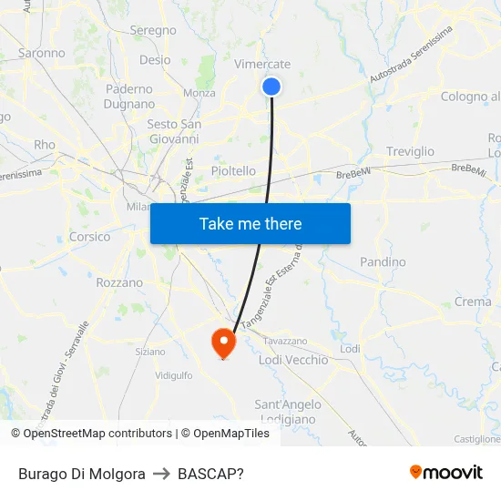 Burago di Molgora to Bascap map