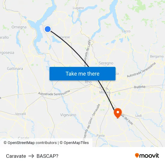 Caravate to Bascap map