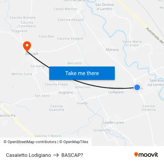 Casaletto Lodigiano to Bascap map