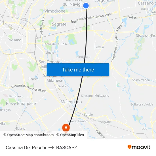 Cassina De' Pecchi to Bascap map