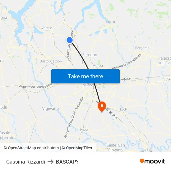 Cassina Rizzardi to Bascap map