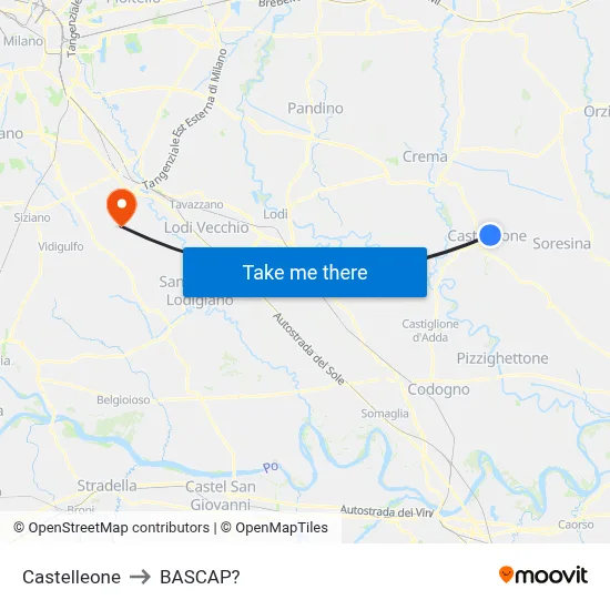 Castelleone to Bascap map