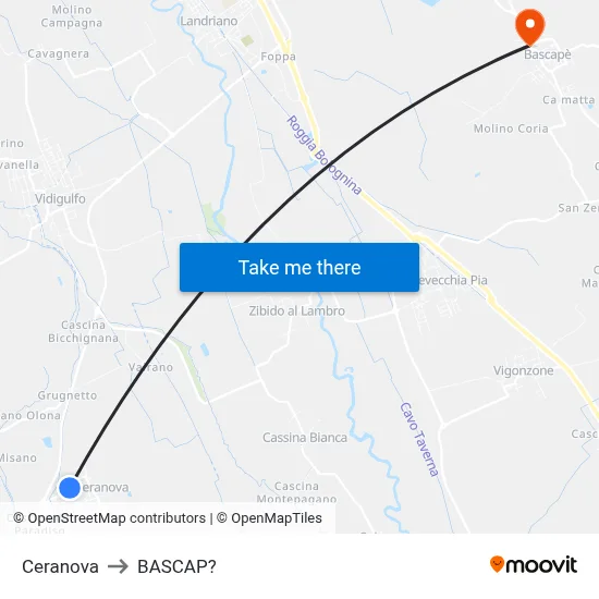 Ceranova to Bascap map