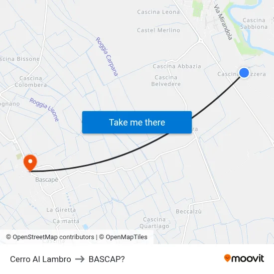 Cerro Al Lambro to Bascap map