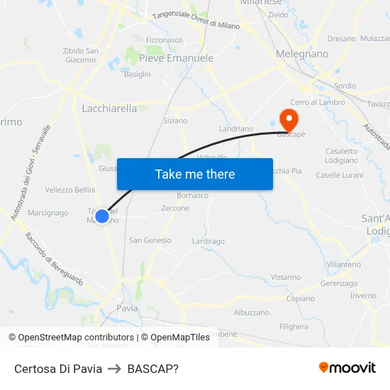Certosa Di Pavia to Bascap map