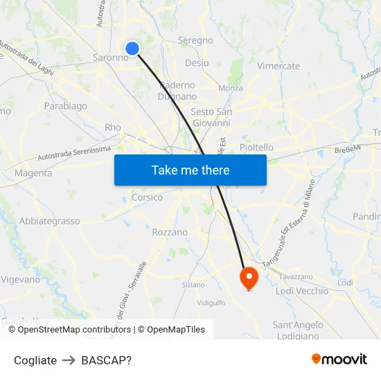 Cogliate to Bascap map