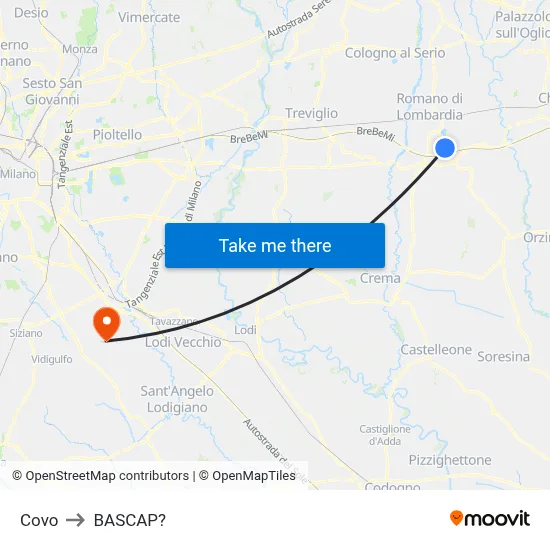 Covo to Bascap map