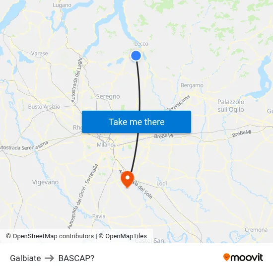Galbiate to Bascap map